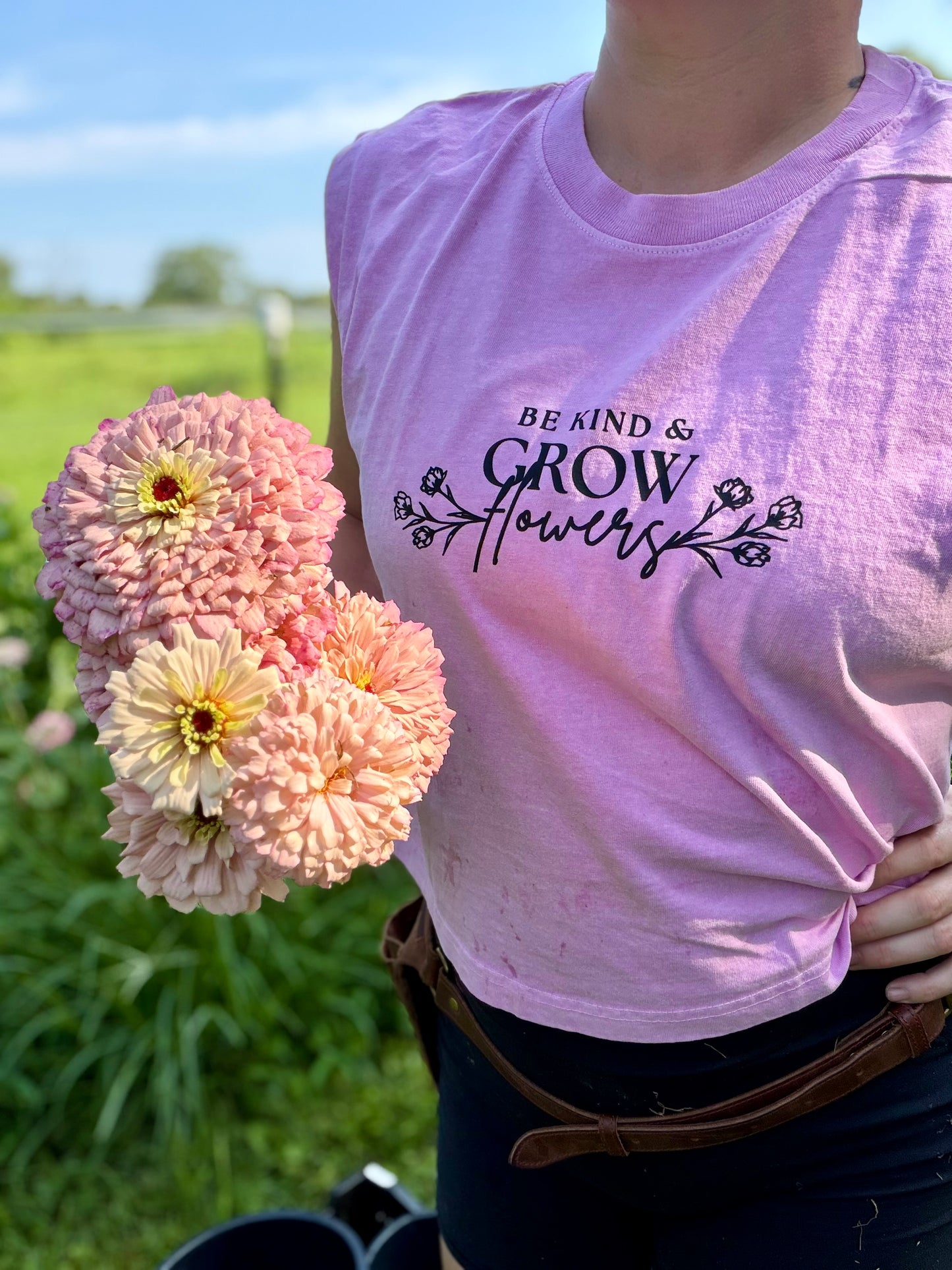 Be Kind & Grow Flowers Crop Tank | Bits & Blooms Flower Farm
