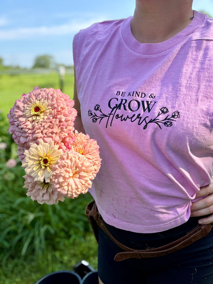 Be Kind & Grow Flowers Crop Tank | Bits & Blooms Flower Farm
