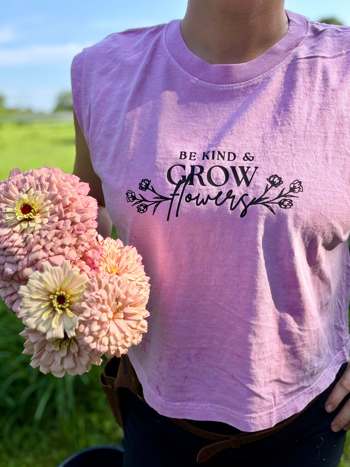 Be Kind & Grow Flowers Crop Tank | Bits & Blooms Flower Farm