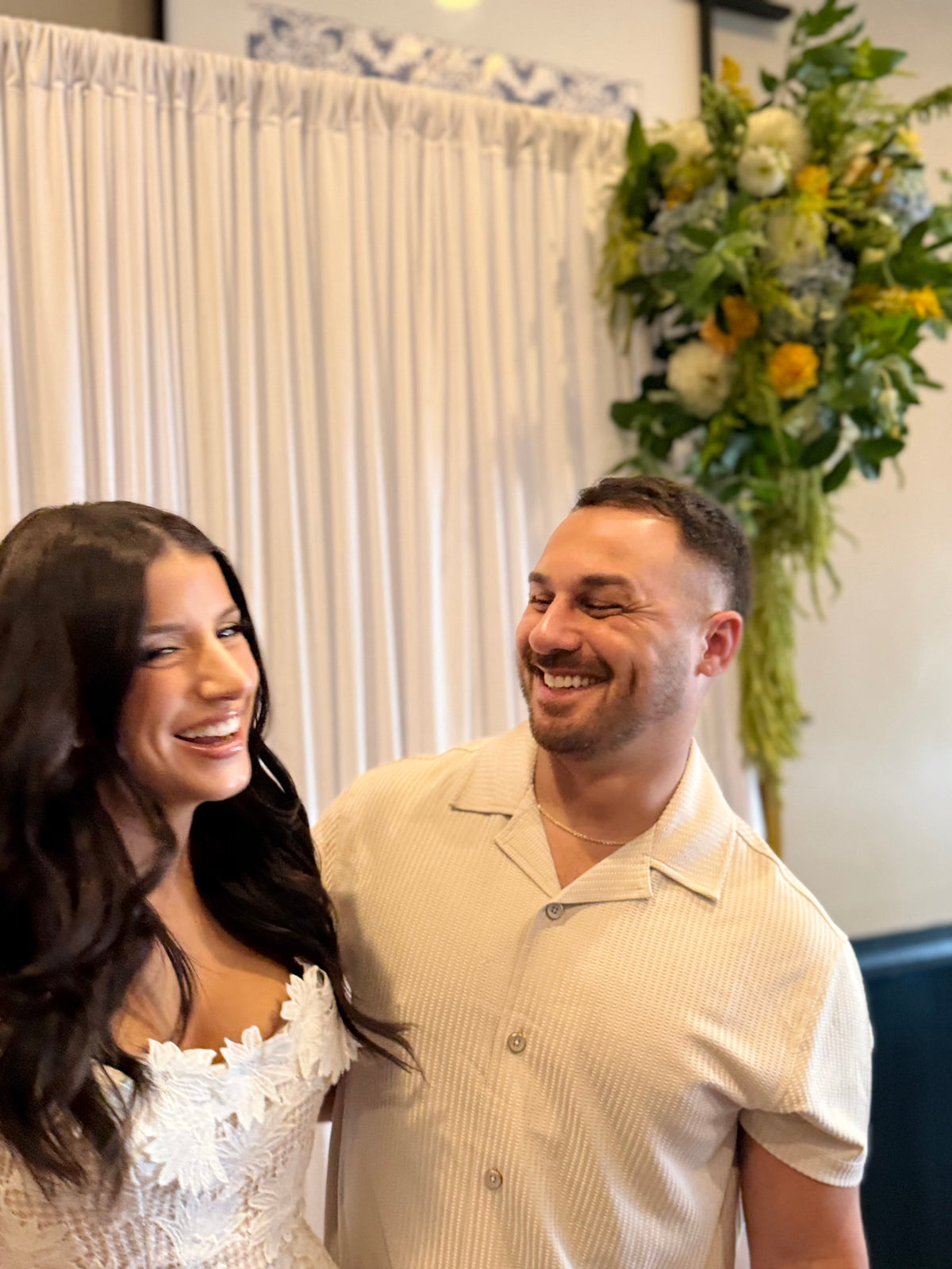 Floral Backdrop Rental — Gold Arch, Linens & Full Setup