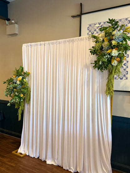 Floral Backdrop Rental — Gold Arch, Linens & Full Setup
