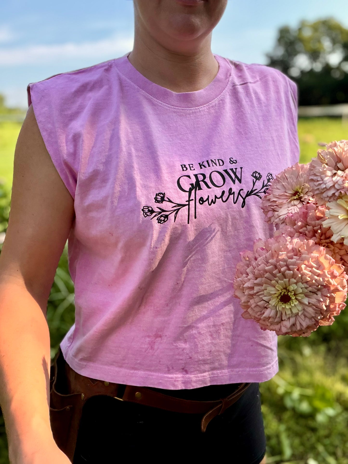 Be Kind & Grow Flowers Crop Tank | Bits & Blooms Flower Farm