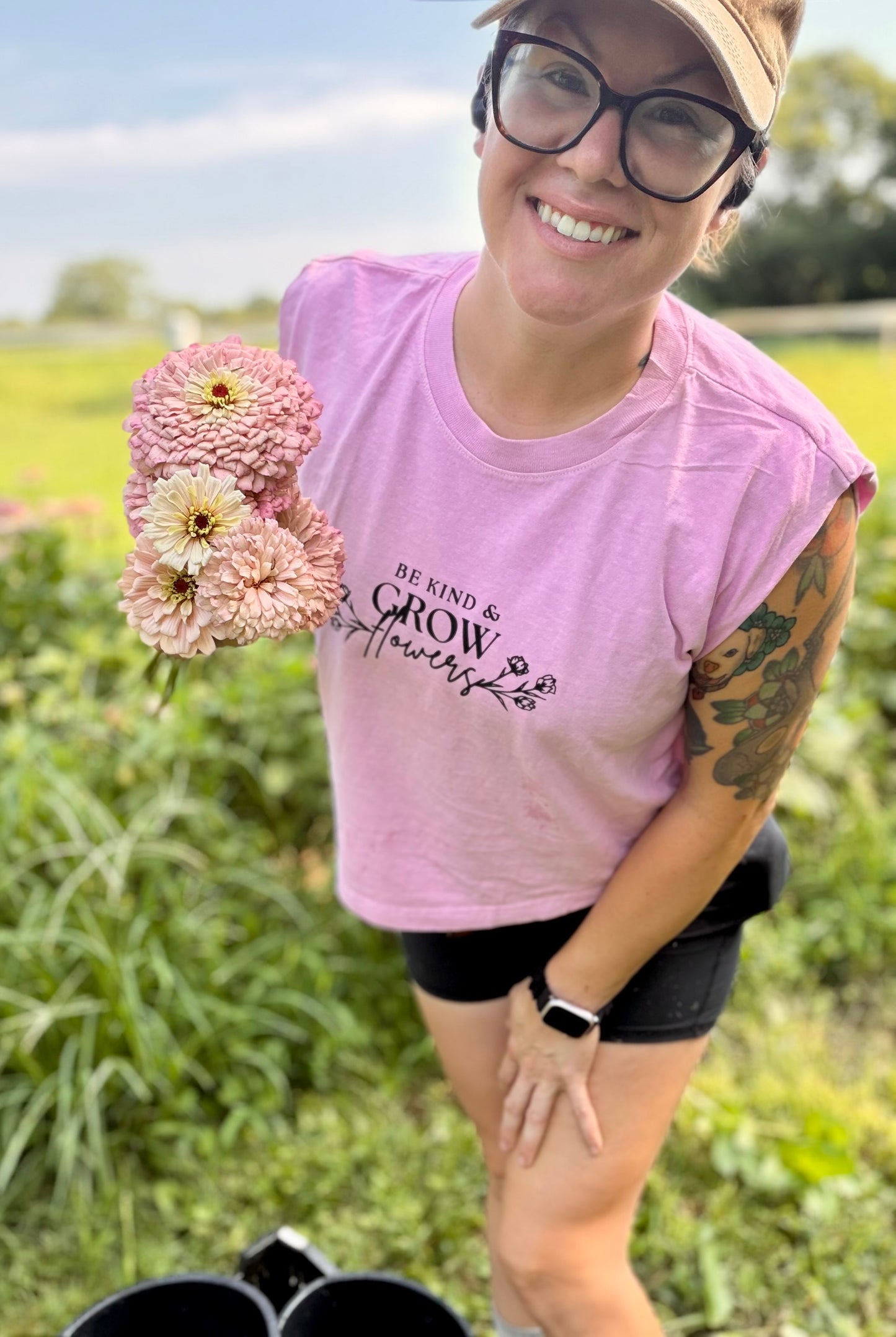 Be Kind & Grow Flowers Crop Tank | Bits & Blooms Flower Farm